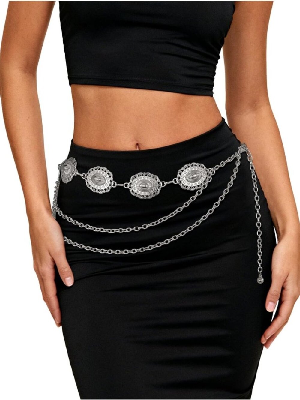 Stylish Metal Chain Belt for Women | Boho Western Concho Belt for Dresses